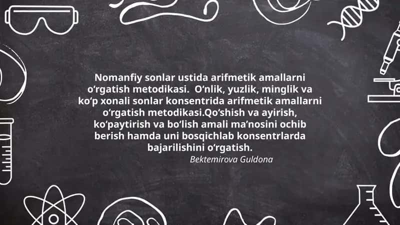 Nomanfiy sonlar ustida arifmetik amallarni o‘rgatish metodikasi 1