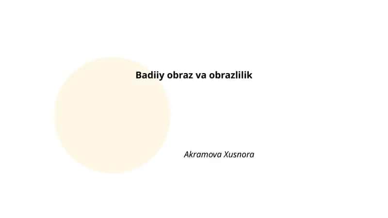 Badiiy obraz va obrazlilik 1