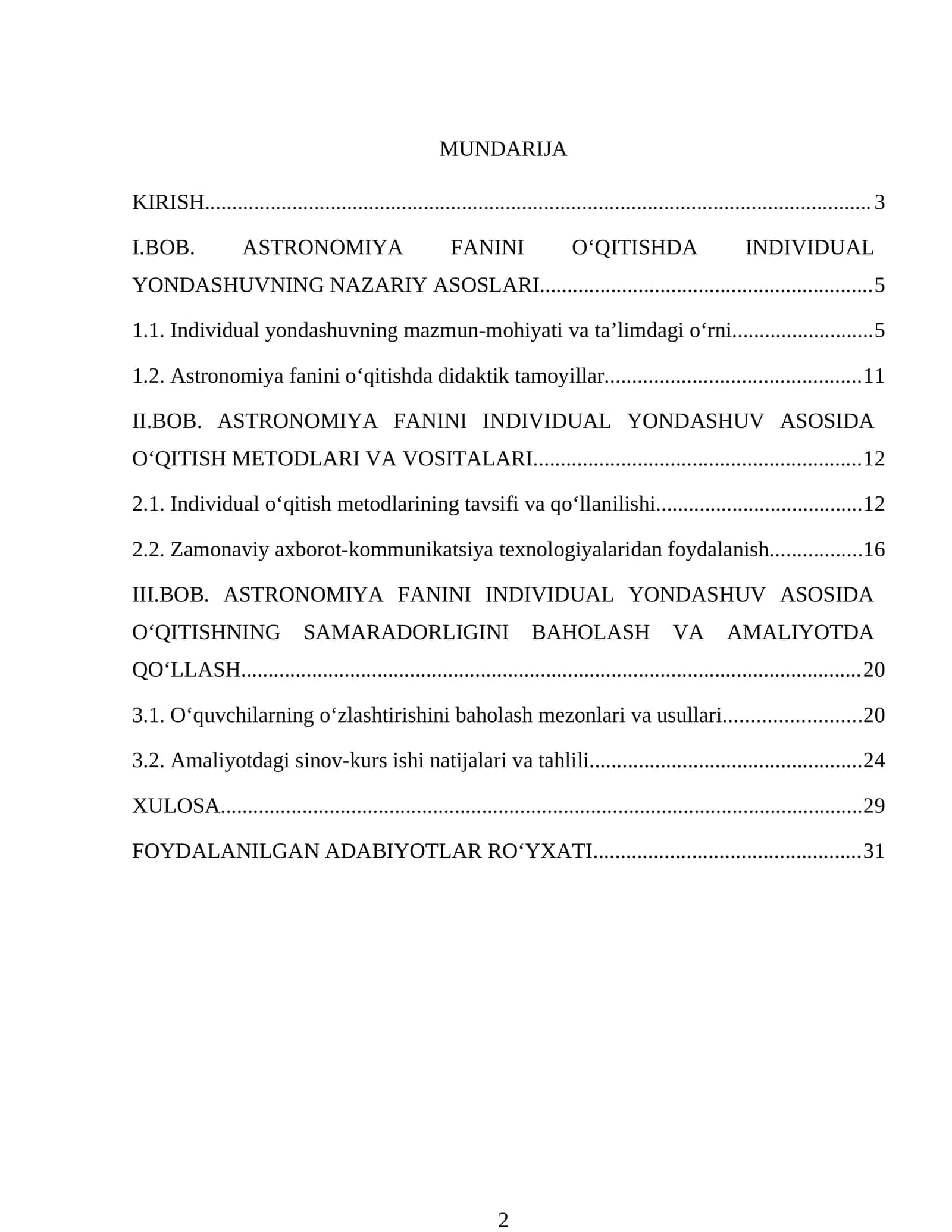 ASTRONOMIYA FANINI INDIVIDUAL YONDASHUV ASOSIDA O‘QITISH METODLARI VA VOSITALARI 1