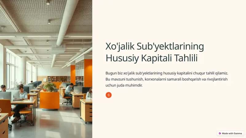 Hususiy Kapital Tahlili 1