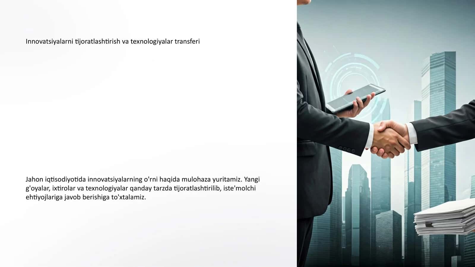 Innovatsiyalarni tijoratlashtirish va texnologiyalar transferi 1