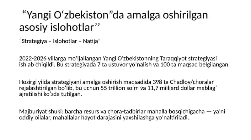 Yangi O‘zbekistonning Taraqqiyot strategiyasi 1