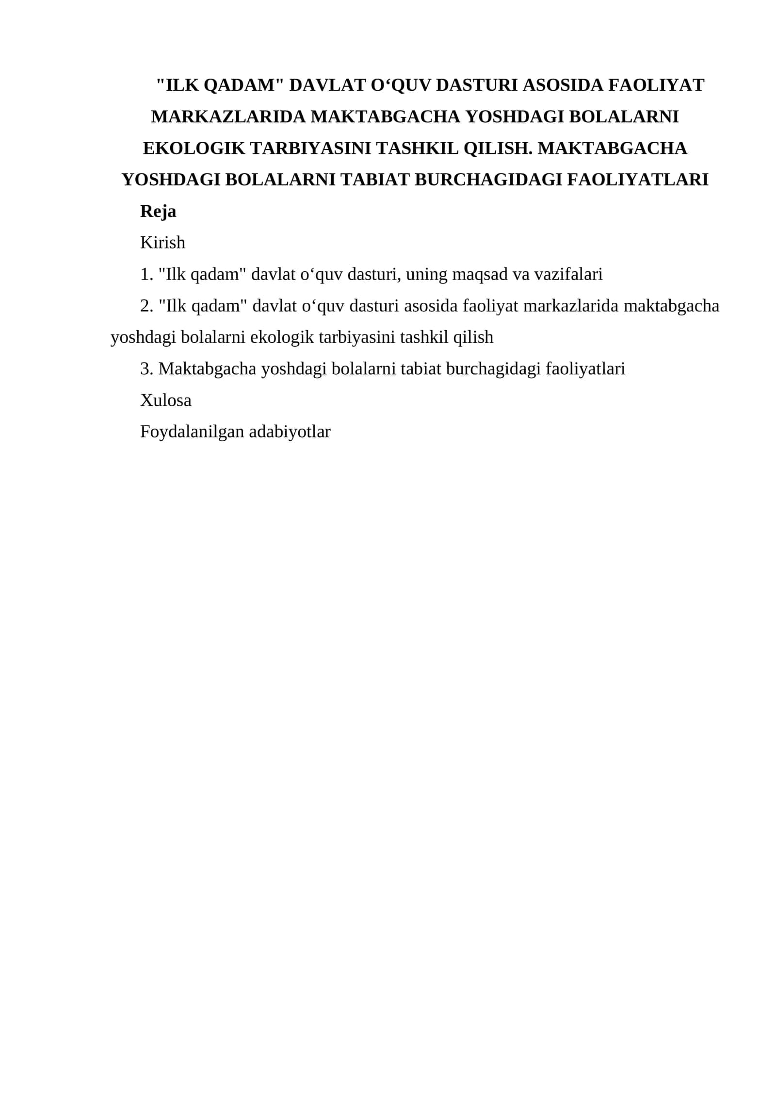 "Ilk Qadam" davlat o‘quv dasturi asosida faoliyat markazlarida 1