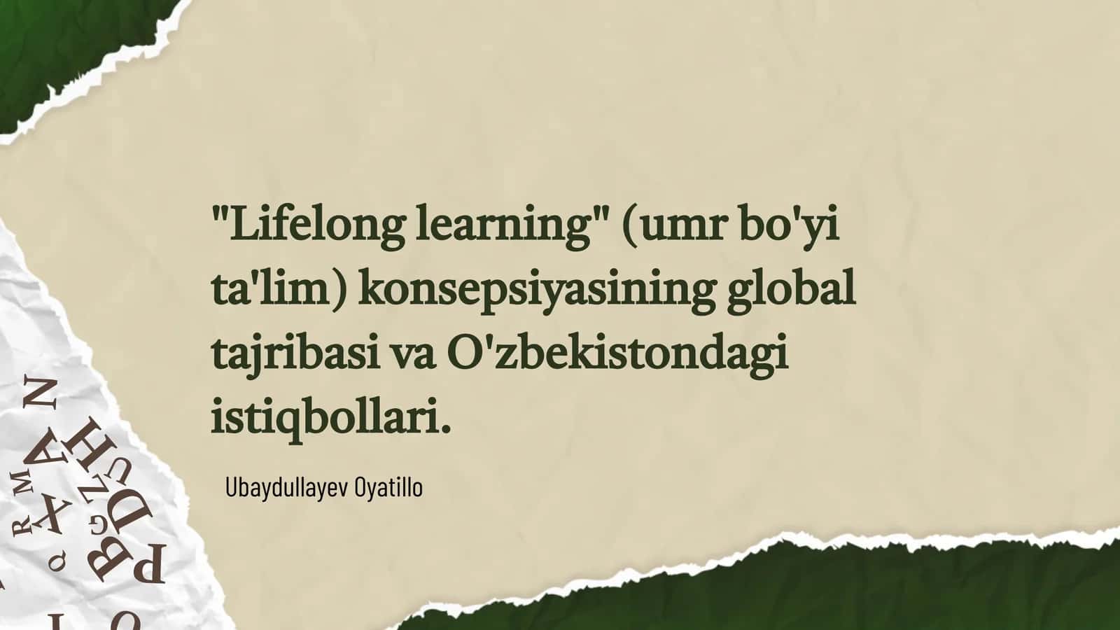 Umr bo'yi ta'limning ahamiyati 1