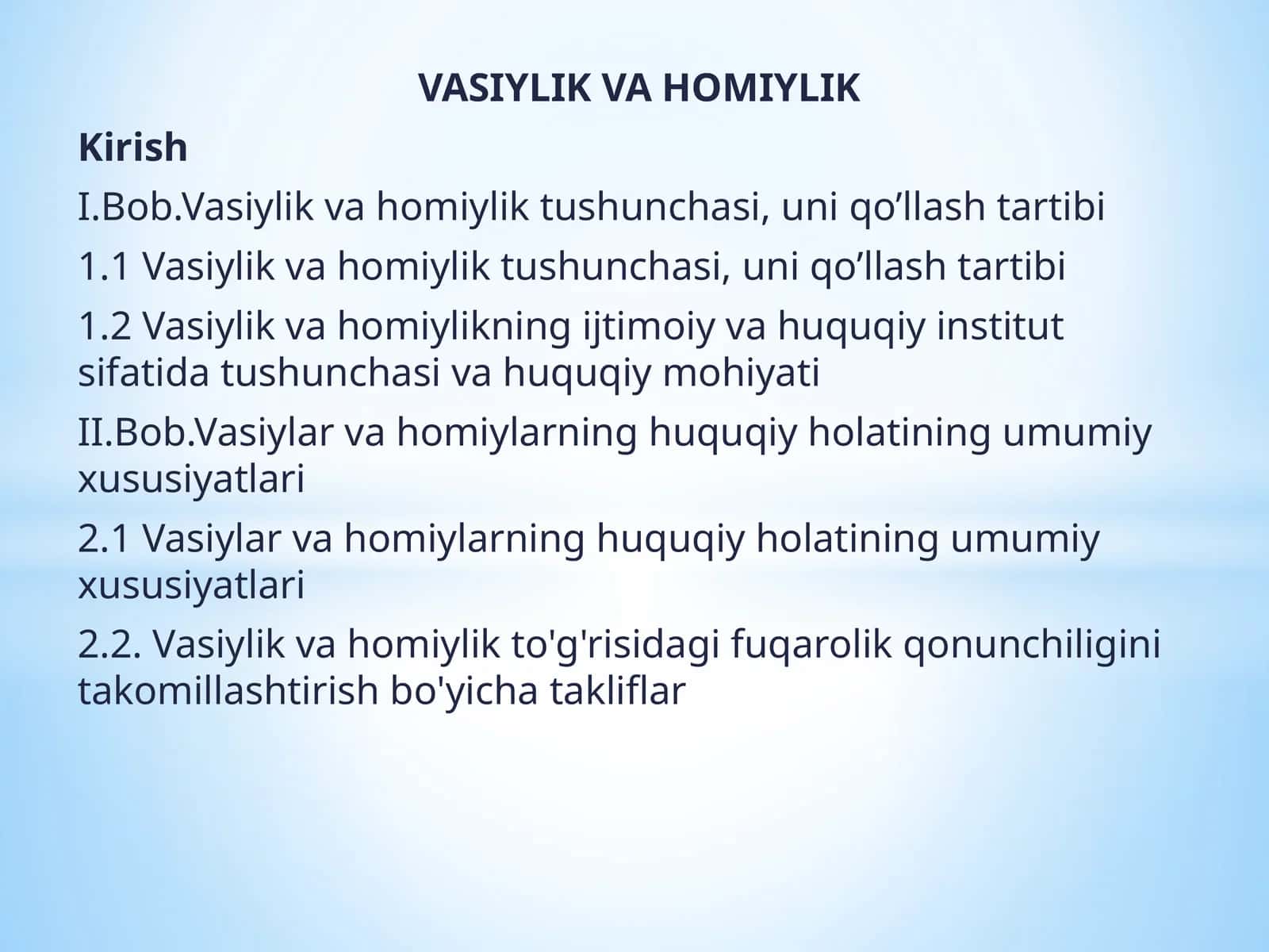 VASIYLIK VA HOMIYLIK 1