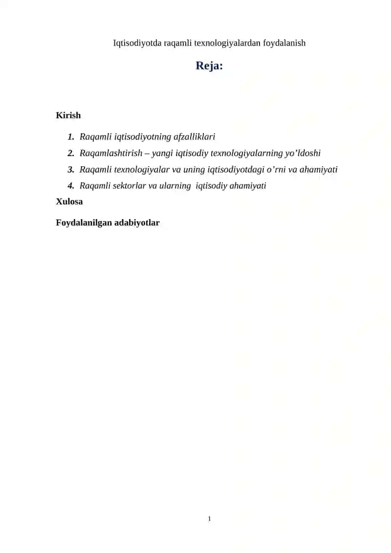 Raqamli texnologiyalar va ularning iqtisodiy ahamiyati