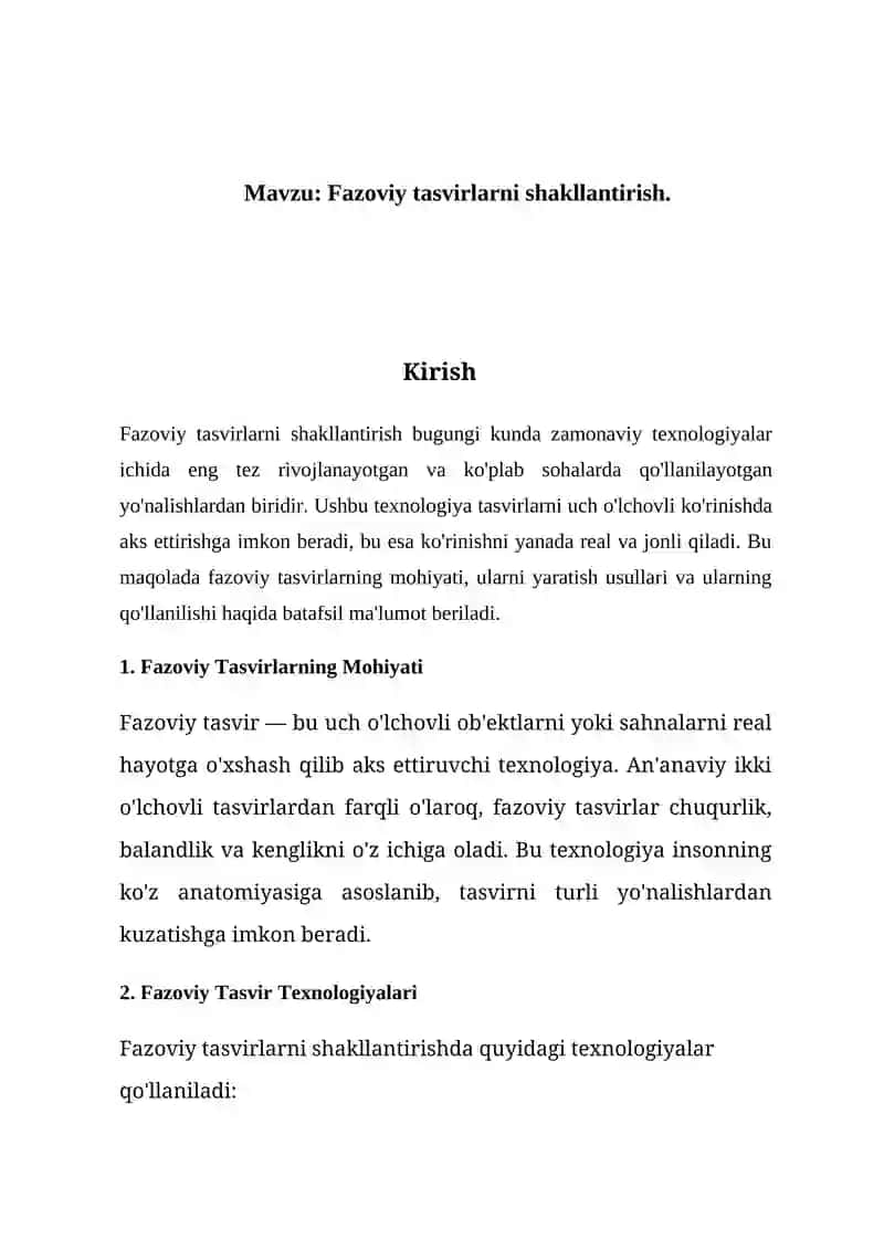 Fazoviy tasvirlarni shakllantirish