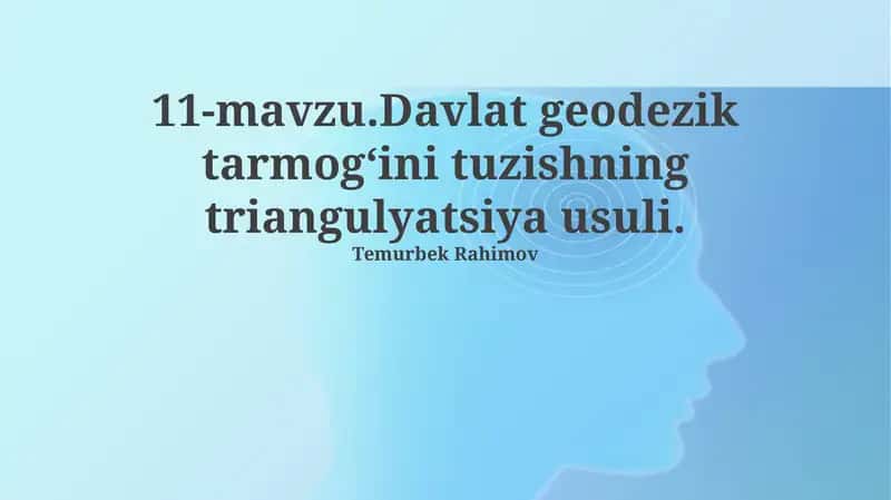 Davlat geodezik tarmog‘ini tuzishning triangulyatsiya usuli 1