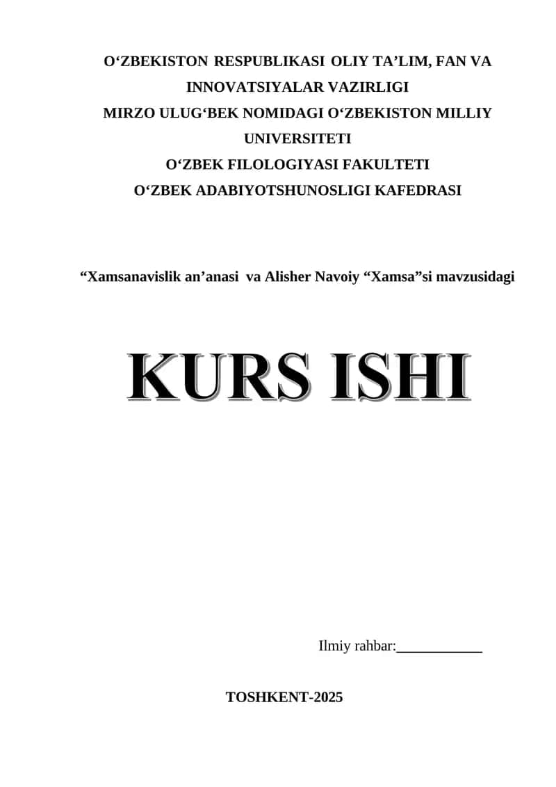 Xamsanavislik an’anasi va Alisher Navoiy “Xamsa”si 1