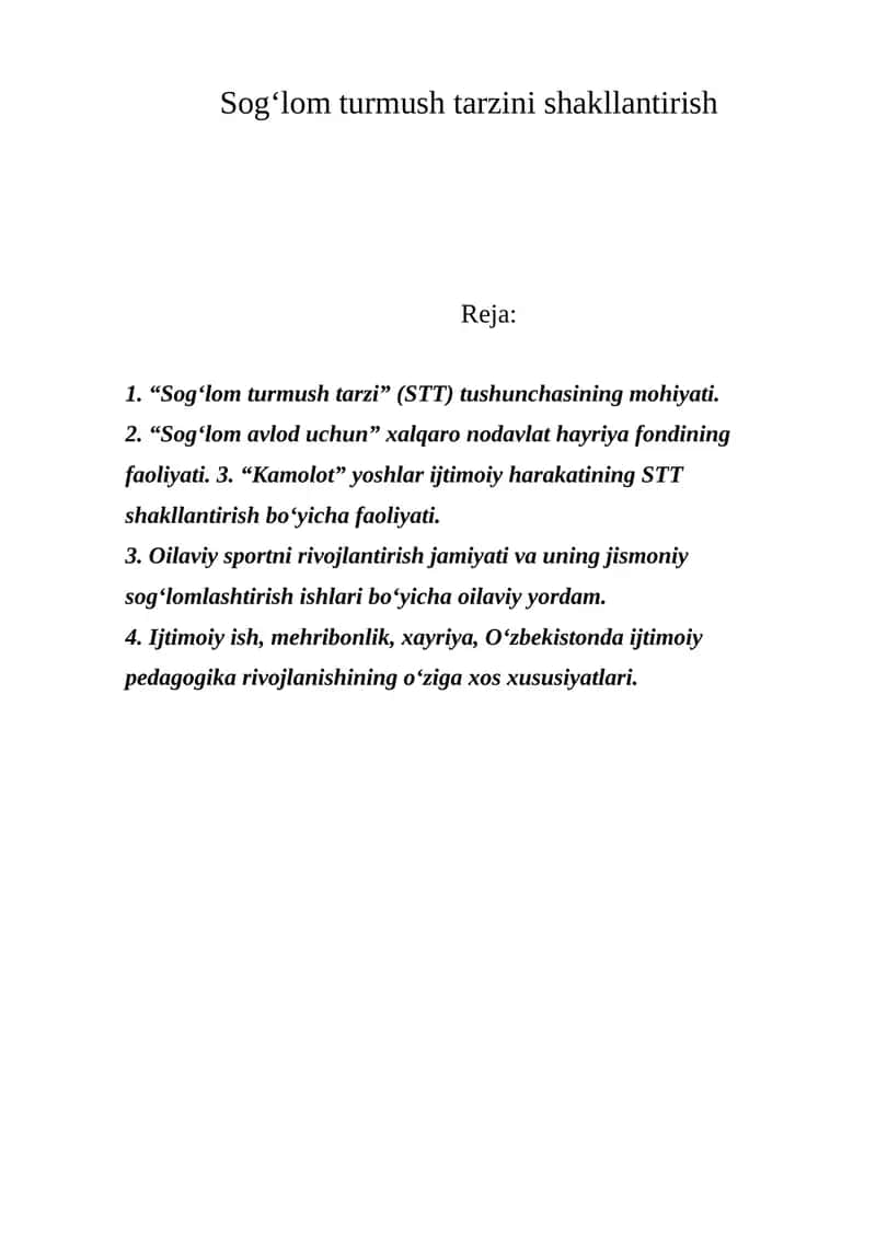 Sog‘lom turmush tarzini shakllantirish 1