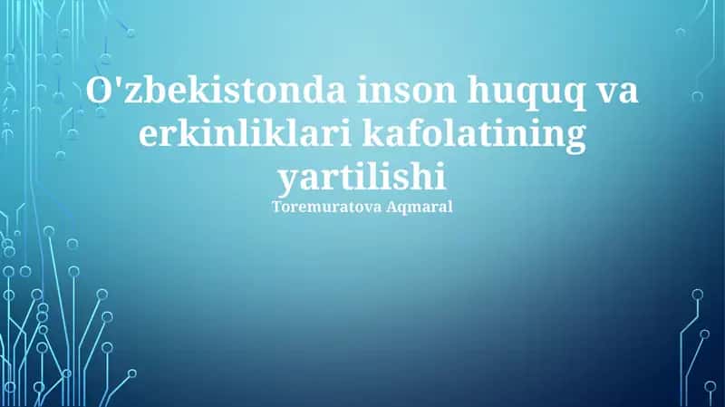 O'zbekistonda inson huquq va erkinliklari kafolatining yartilishi 1