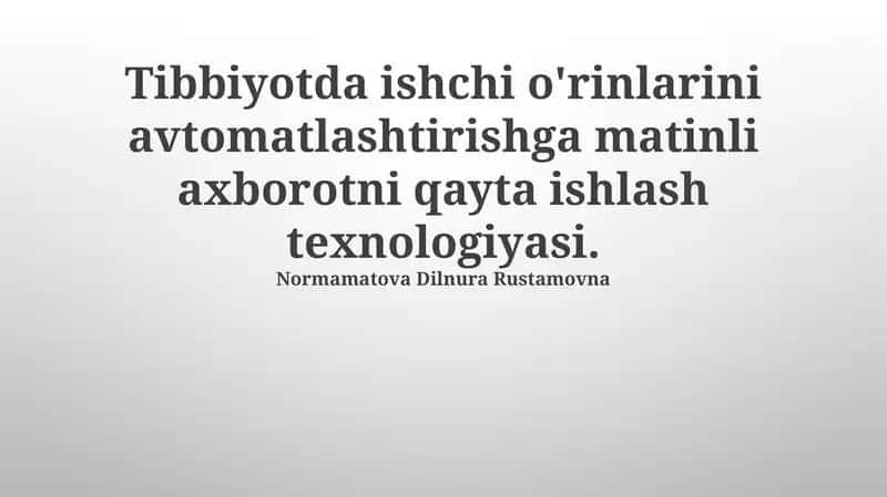 Tibbiy Hujjatlarni Avtomatlashtirish 1