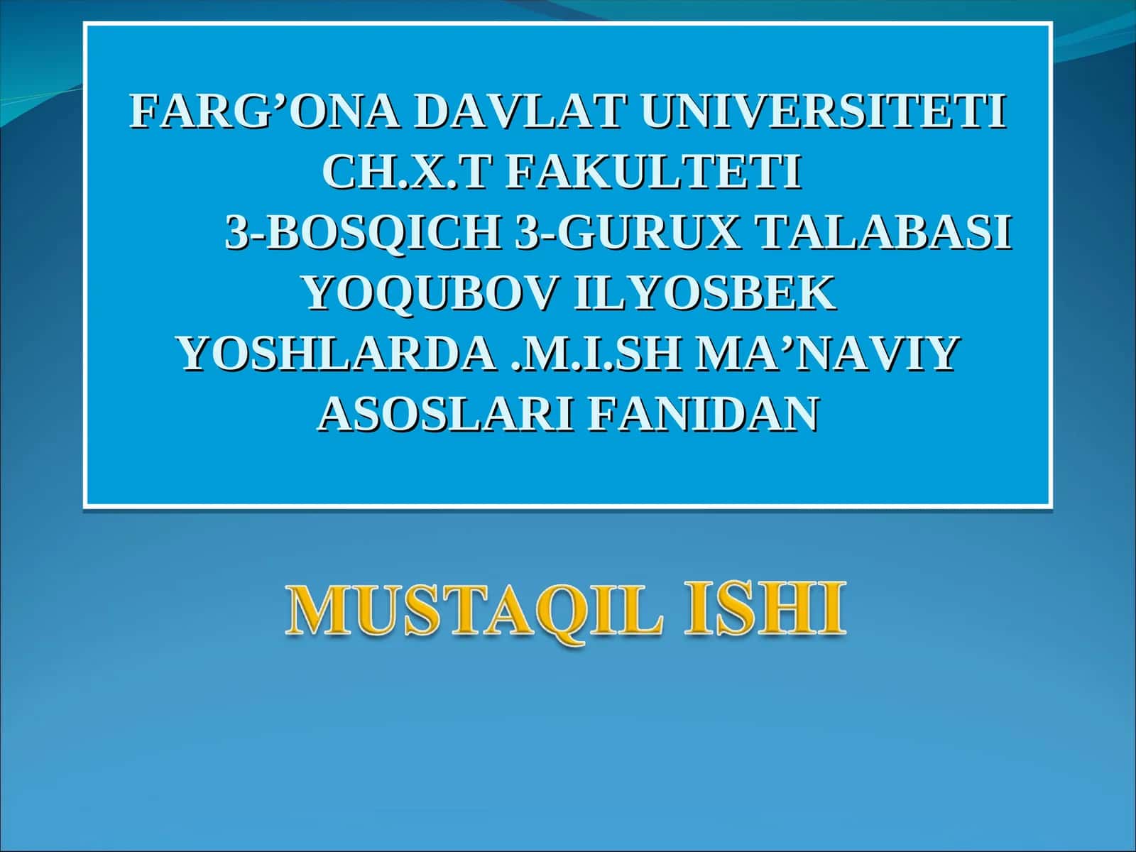 Ismoil.G ma’naviyatimizning yuqsaklashtirishga qo’shgan xissasi 1