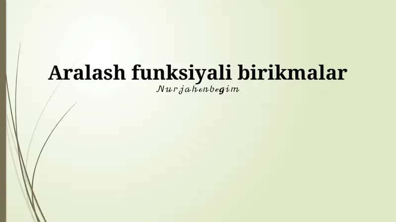 Aralash funksiyali birikmalar 1