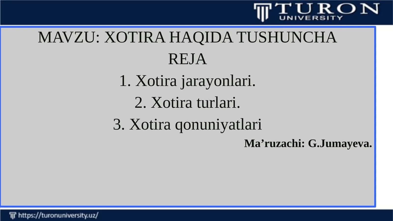 XOTIRA HAQIDA TUSHUNCHA 1
