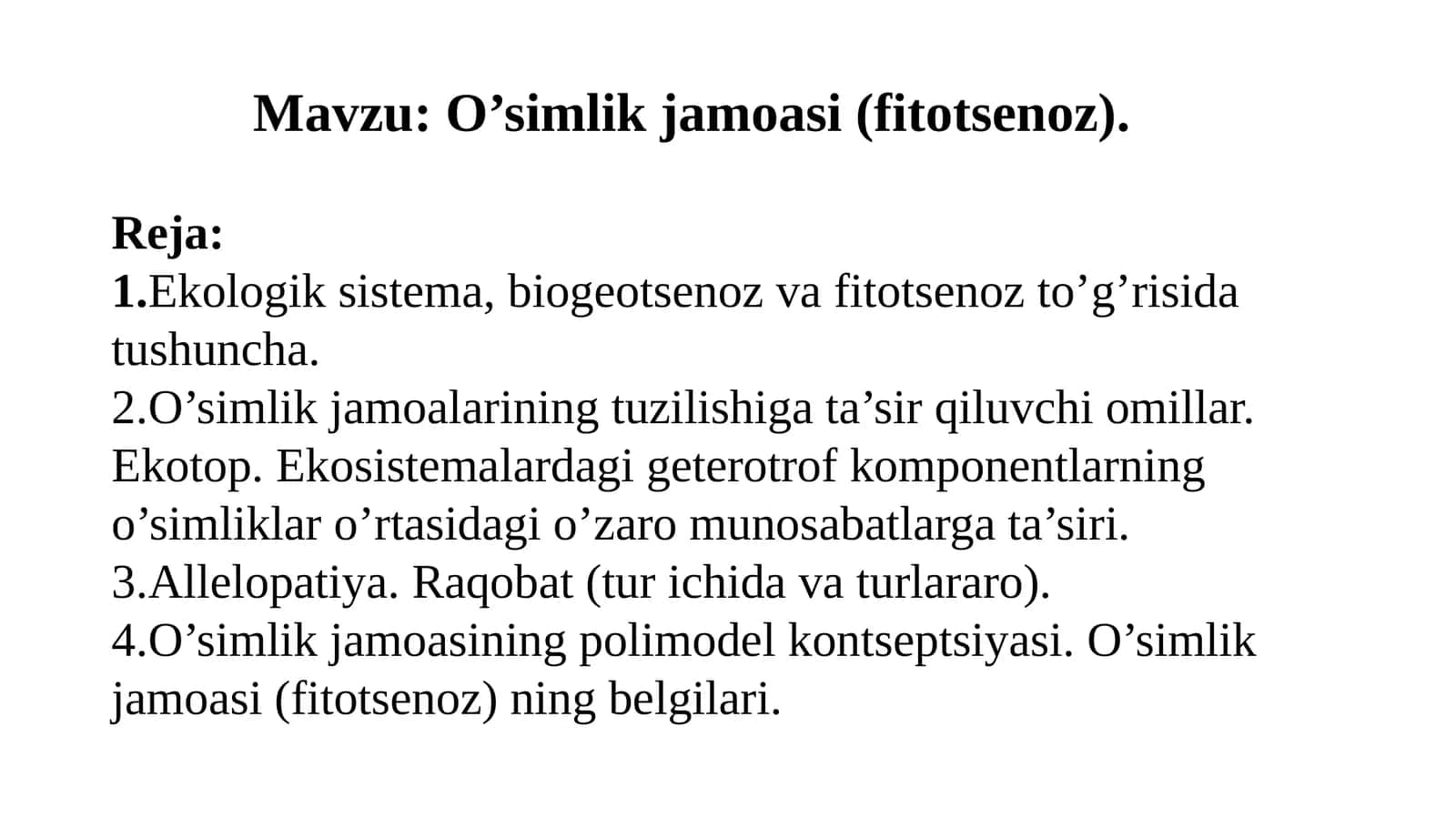 O’simlik jamoasi (fitotsenoz) 1