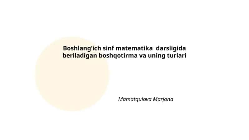 Boshlang‘ich sinf matematika darsligi 1
