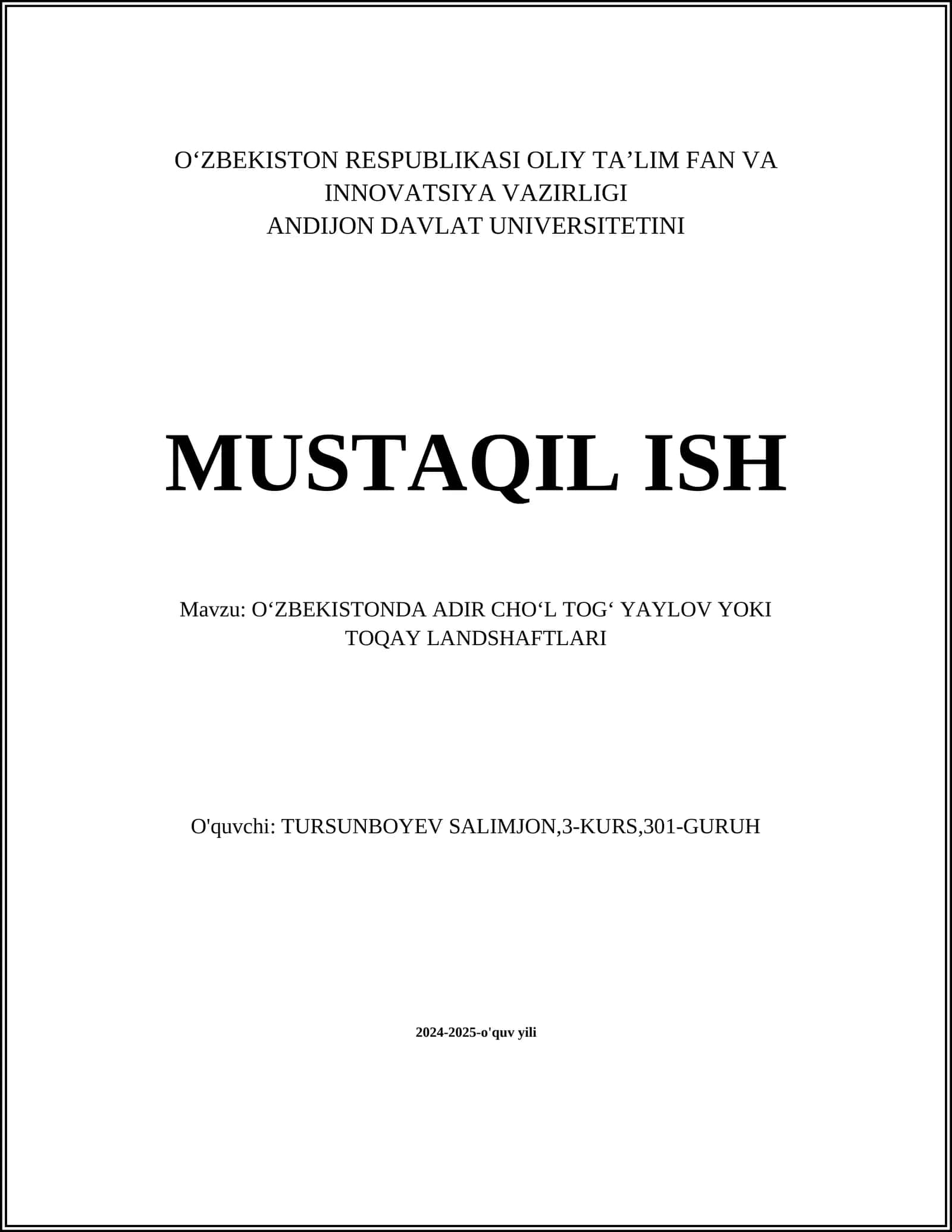 O‘ZBEKISTONDA ADIR CHOʻL TOGʻ YAYLOV YOKI TOQAY LANDSHAFTLARI 1