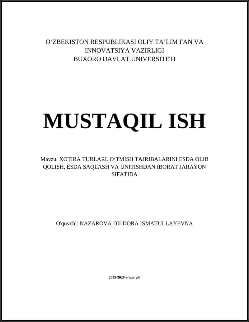 XOTIRA TURLARI 1