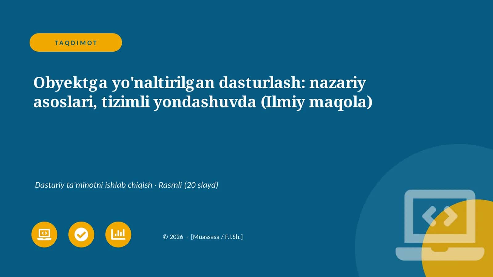 Obyektga yo'naltirilgan dasturlash: nazariy asoslari, tizimli yondashuvda 1