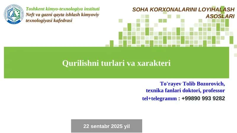 Qurilishni turlari va xarakteri 1