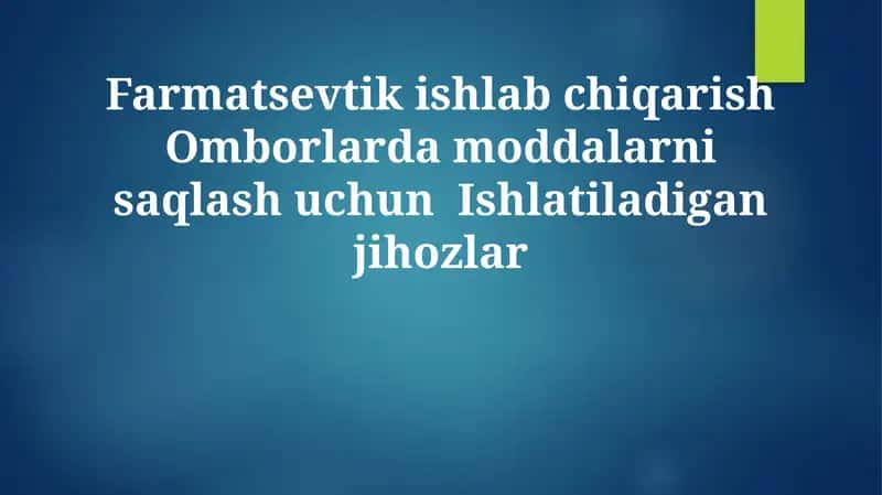 Farmatsevtik ishlab chiqarish Omborlarda moddalarni saqlash uchun Ishlatiladigan jihozlar 1