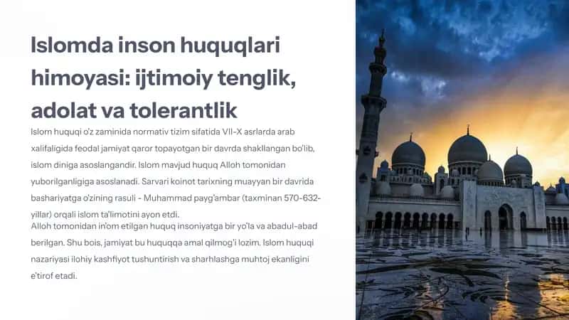 Islomda inson huquqlari himoyasi: ijtimoiy tenglik, adolat va tolerantlik 1