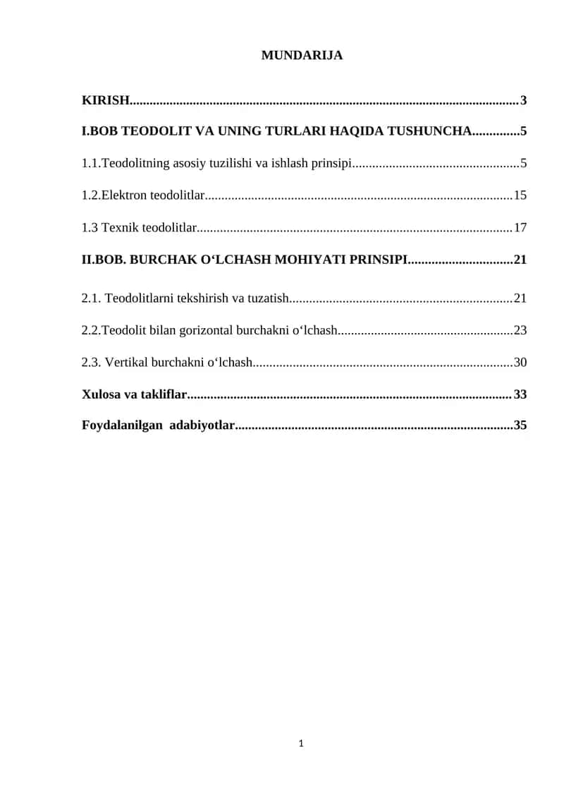 Teodolit bilan olchash ishlarini amalga oshirish 1