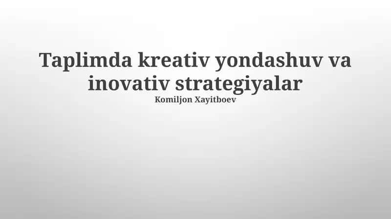 Taplimda Kreativ Fikrlash 1