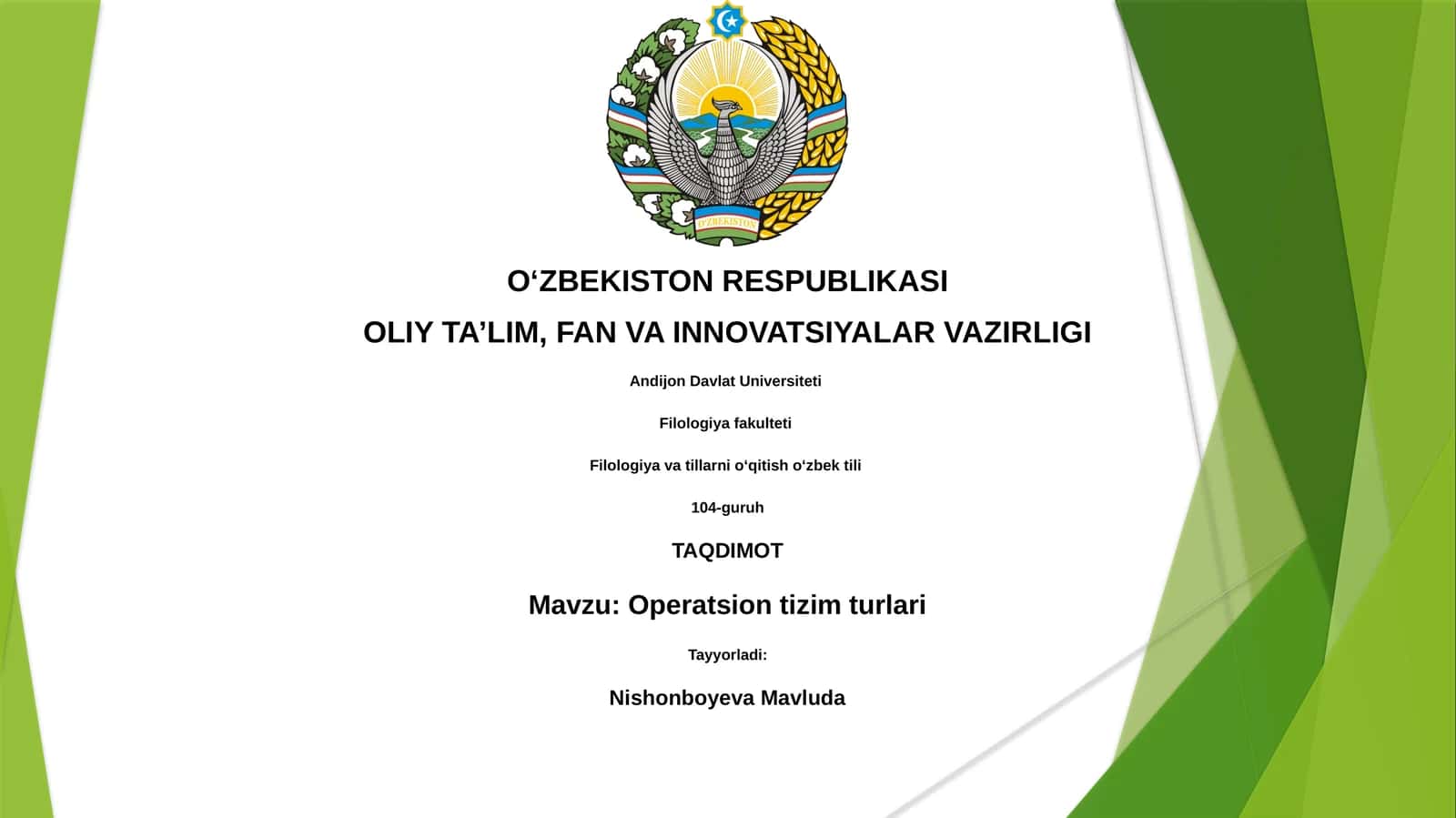 Operatsion tizim turlari 1