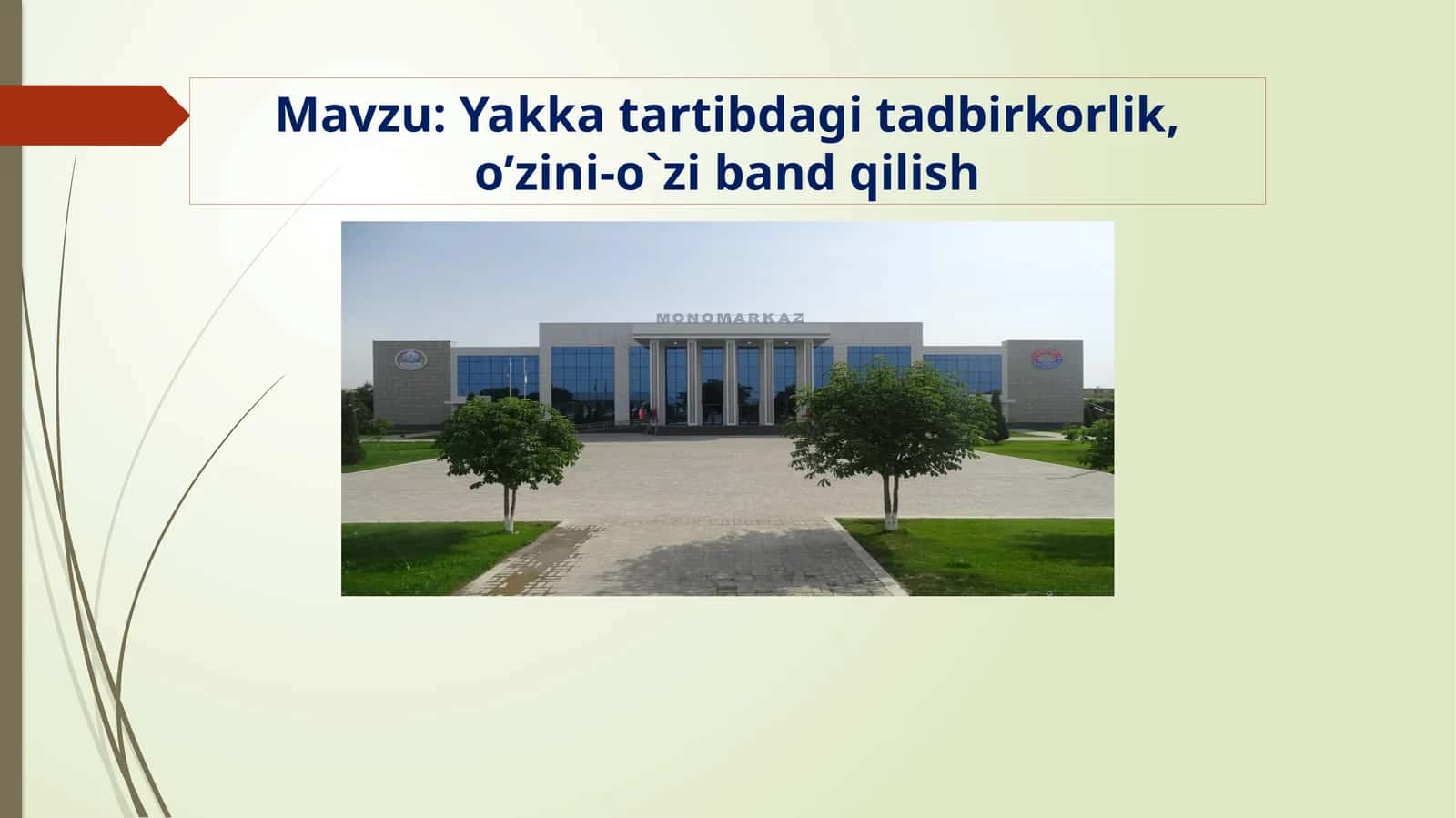 Yakka tartibdagi tadbirkorlik, o’zini-o`zi band qilish 1