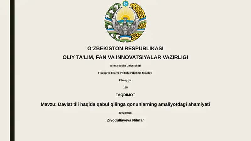 Davlat tili haqida qabul qilinga qonunlarning amaliyotdagi ahamiyati 1