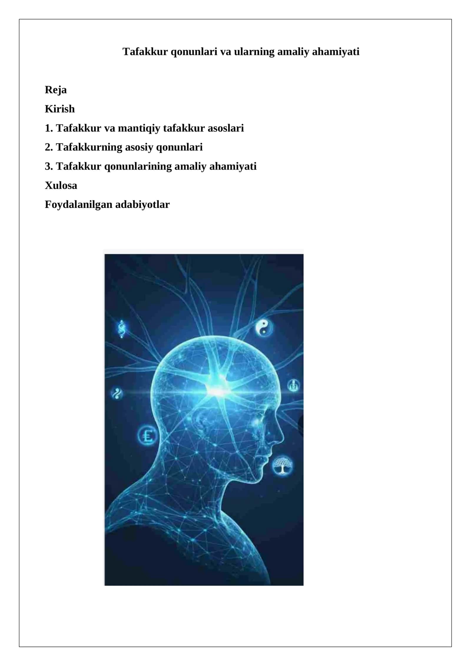 Tafakkur qonunlari va ularning amaliy ahamiyati 1