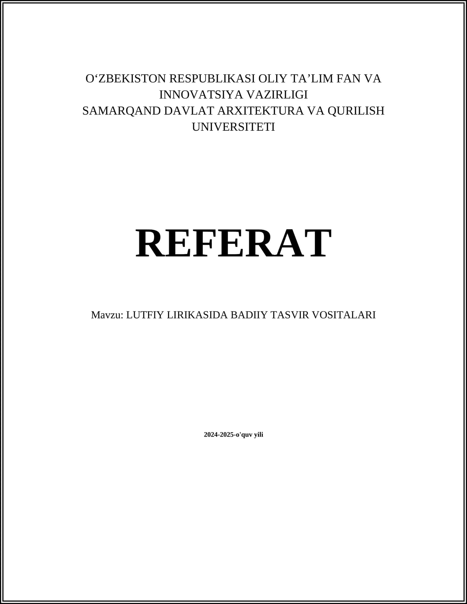 LUTFIY LIRIKASIDA BADIIY TASVIR VOSITALARI 1