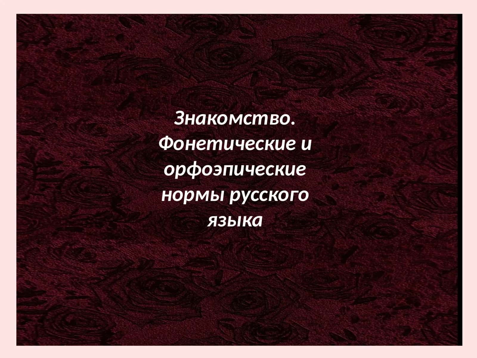 Знакомство. Фонетические и орфоэпические нормы русского языка 1