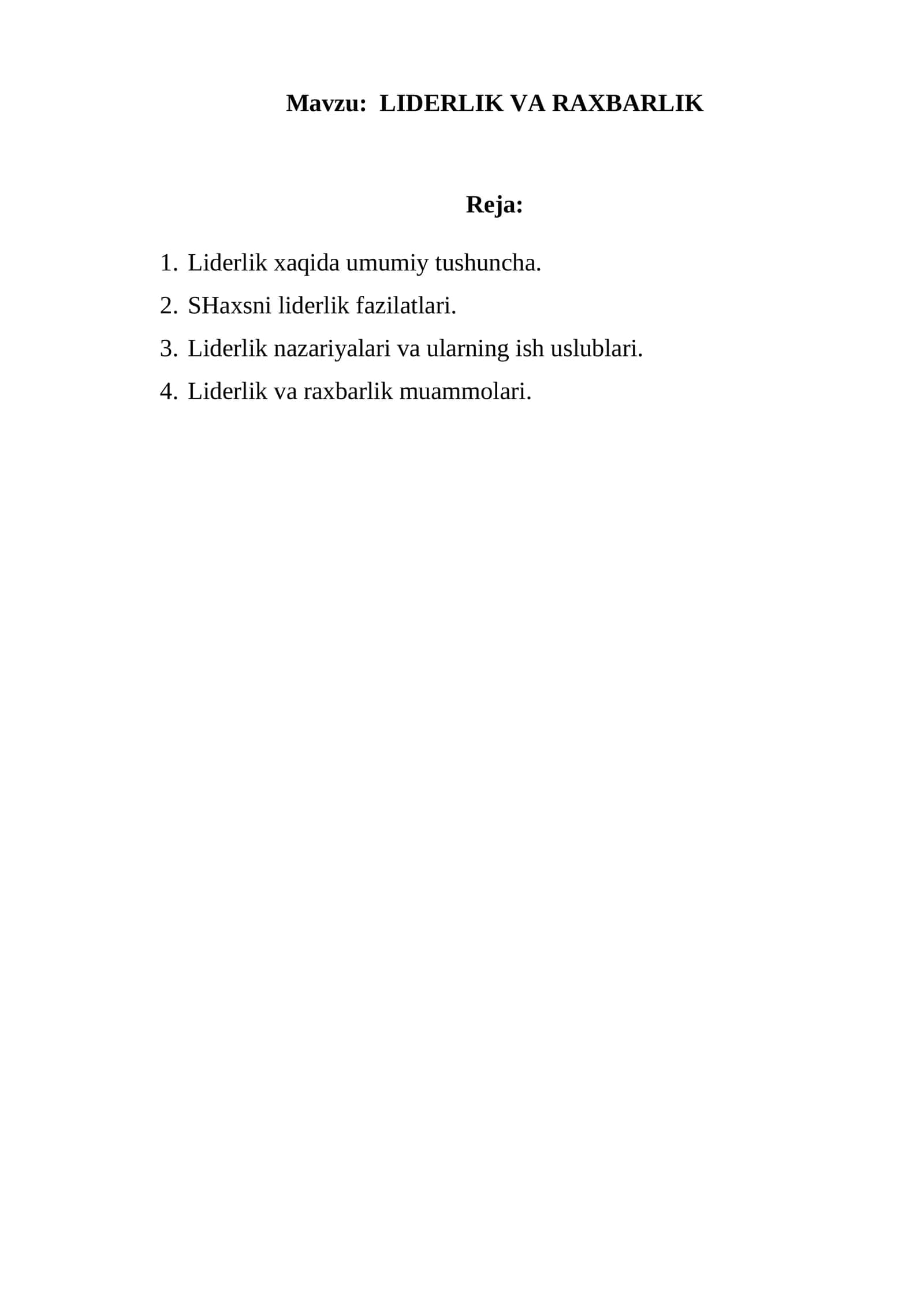 LIDЕRLIK VA RAХBARLIK 1