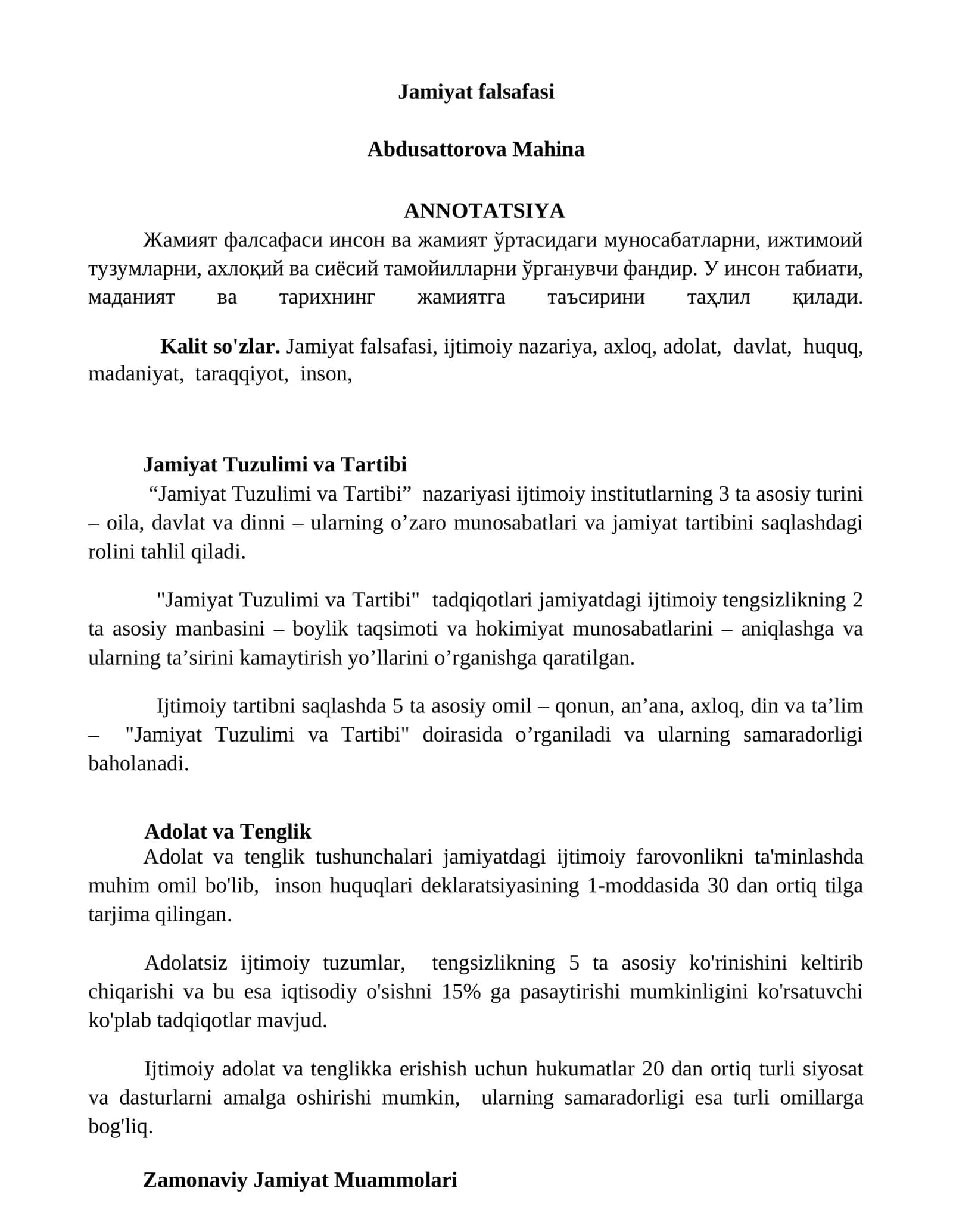 Jamiyat falsafasi 1
