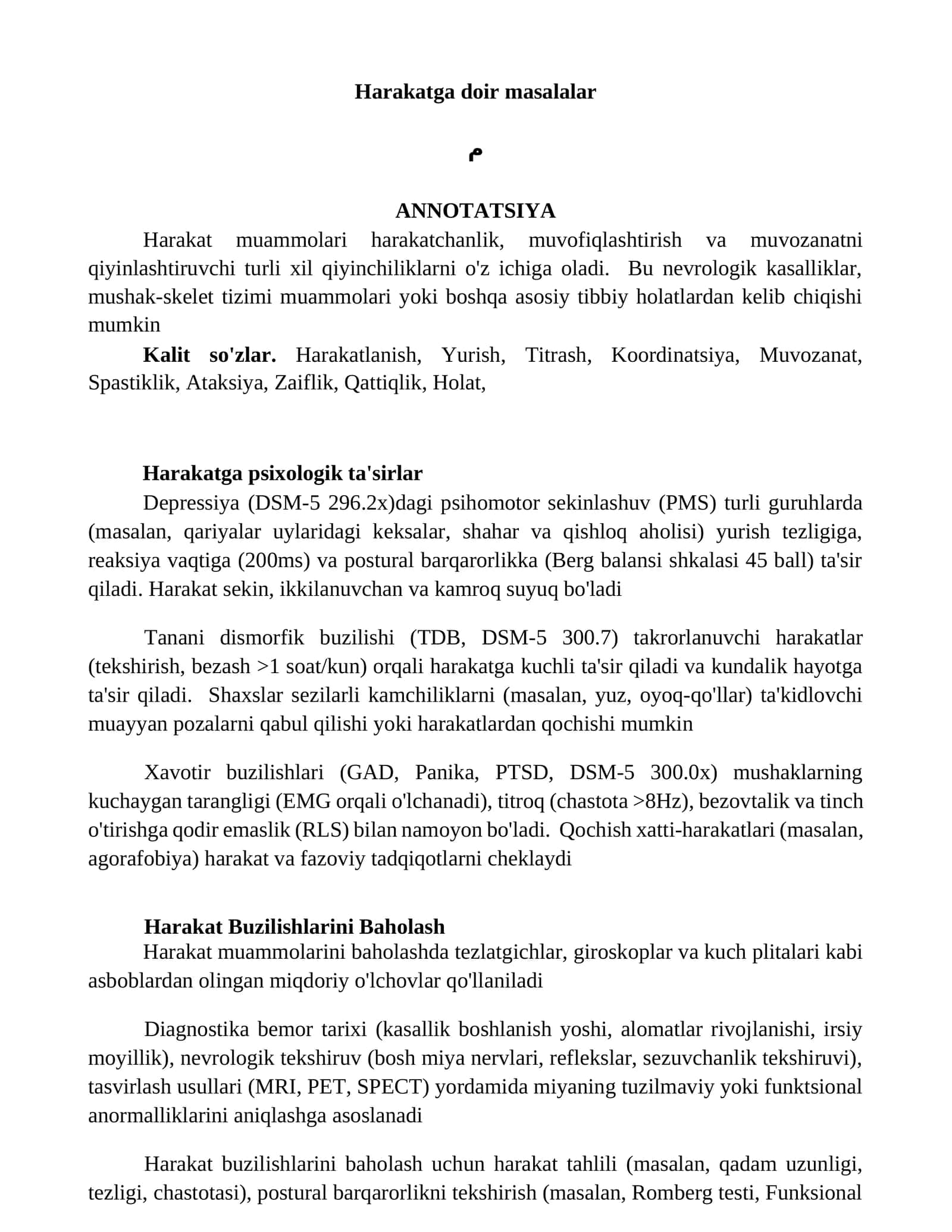 Harakatga doir masalalar 1