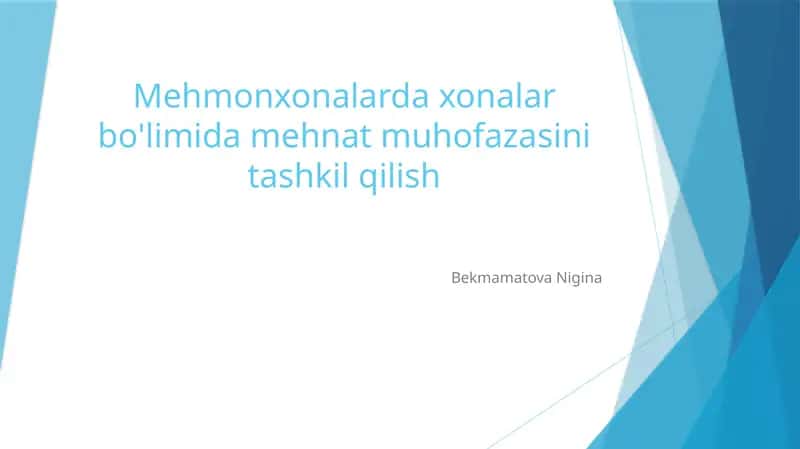 Mehmonxonalardaxonalar bo'limida mehnat muhofazasini tashkil qilish 1