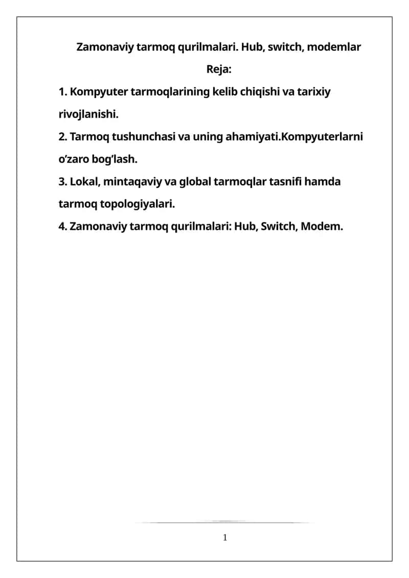 Zamonaviy tarmoq qurilmalari 1