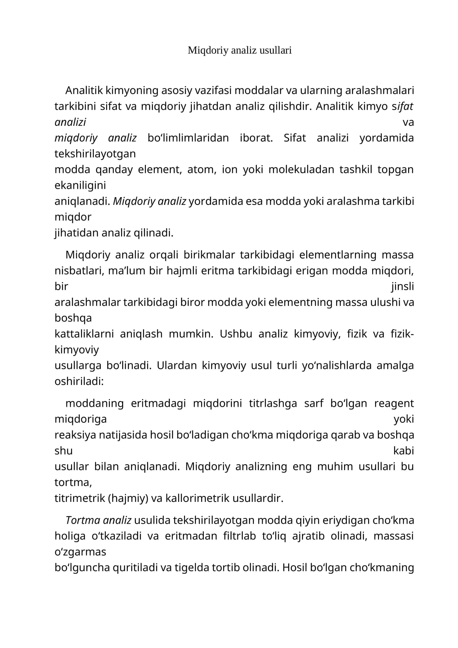 Miqdoriy analiz usullari 1