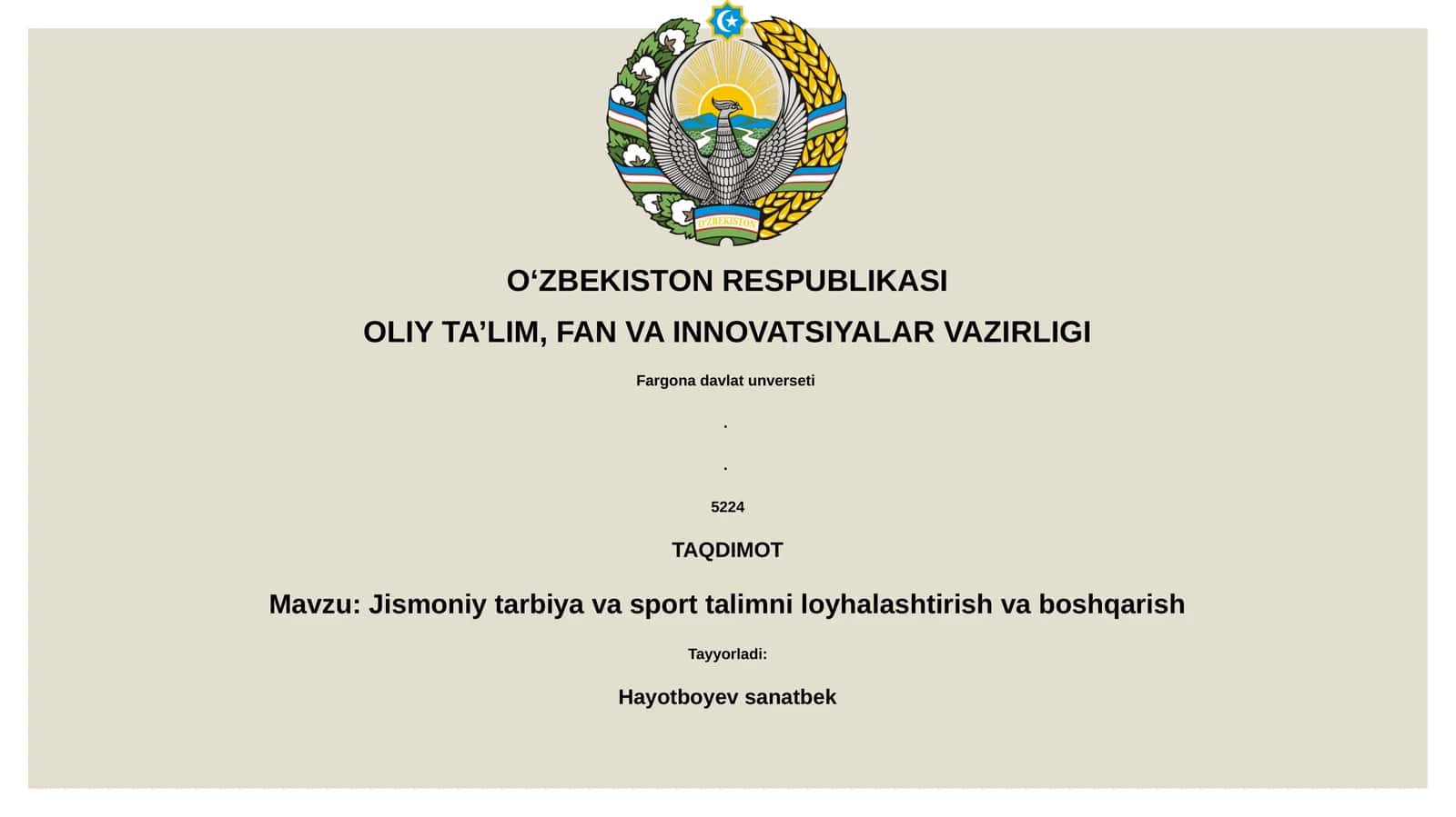 Jismoniy tarbiya va sport talimni loyhalashtirish va boshqarish 1