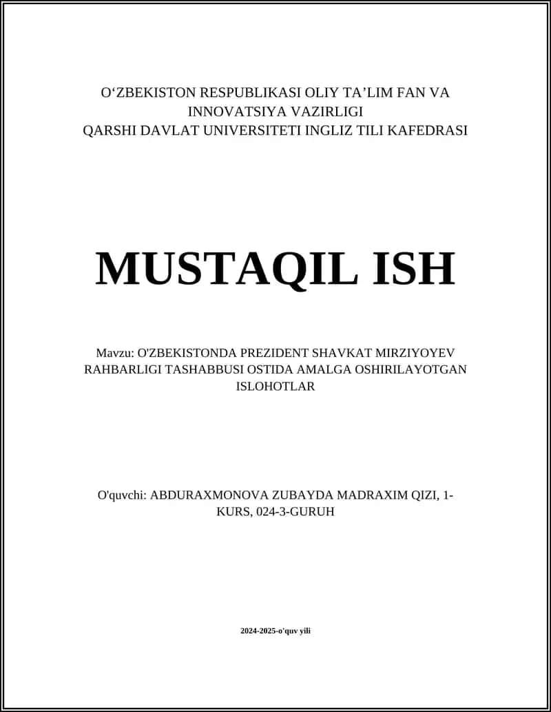 Iqtisodiy Islohotlar 1
