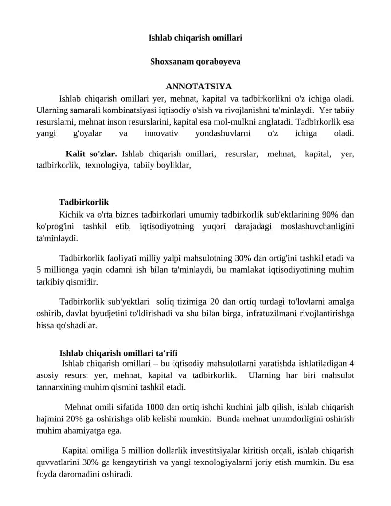 Ishlab chiqarish omillari 1