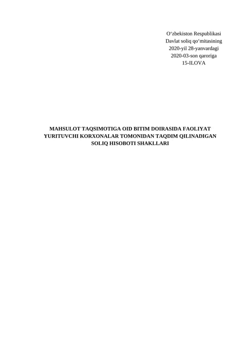 MAHSULOT TAQSIMOTIGA OID BITIM DOIRASIDA FAOLIYAT YURITUVCHI KORXONALAR 1