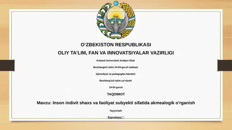 Inson indivit shaxs va faoliyat subyekti sifatida akmealogik o'rganish 1