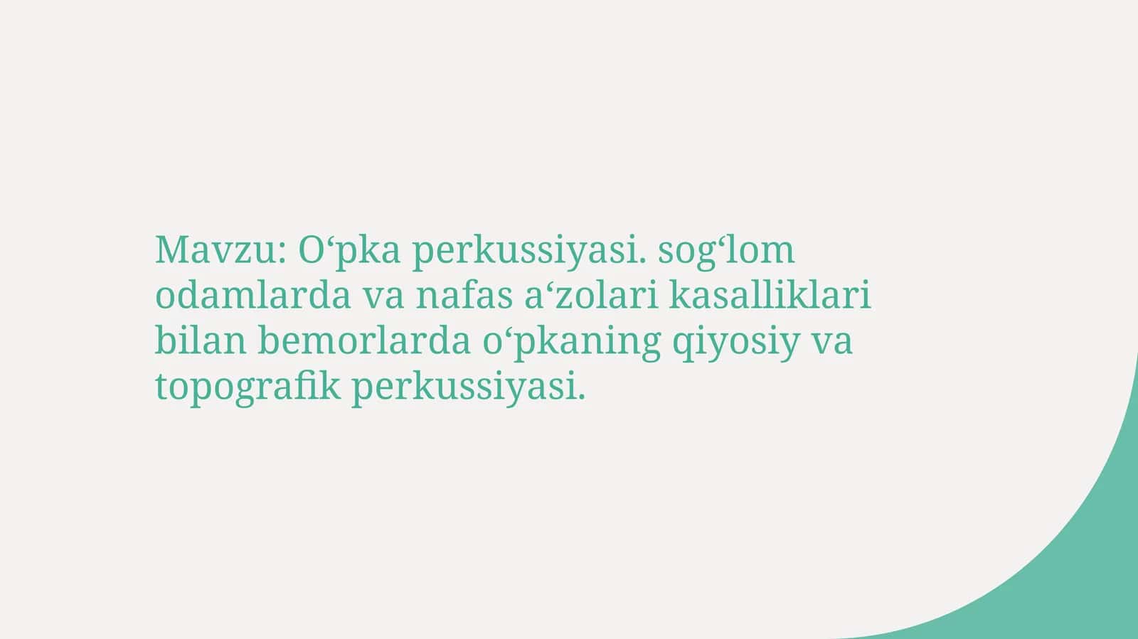 O‘pkaperkussiyasi.sog‘lom odamlar davona fasa‘zolari kasalliklar bilan bemorlarda o‘pkaning qiyosiy va topografik perkussiyasi 1