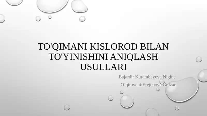 Toqimani kislorod bilan taminlanishini aniqlash usullari 1