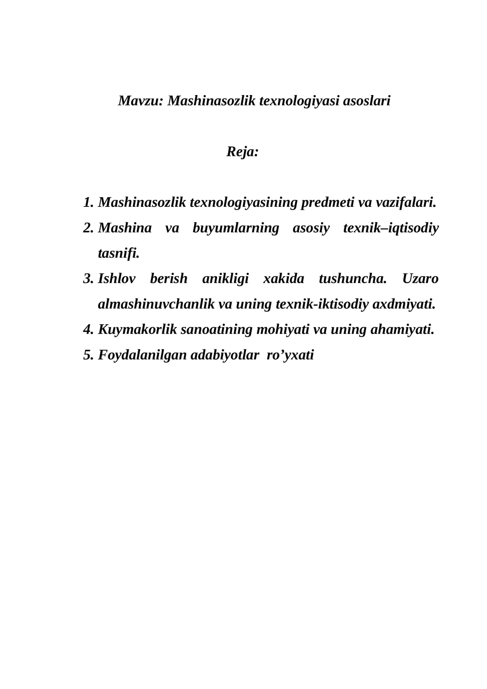 Mashinasozlik texnologiyasi asoslari 1