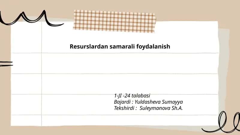 Resurslardan samarali foydalanish 1